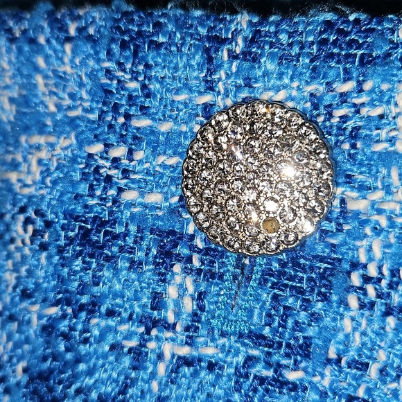 Zara Women's Plaid Tweed Cropped Long Sleeve Button Down Blazer Top Blue Size L. - Picture 15 of 16